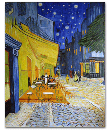 reproductie schilderij Caféterras bij nacht van Vincent van Gogh